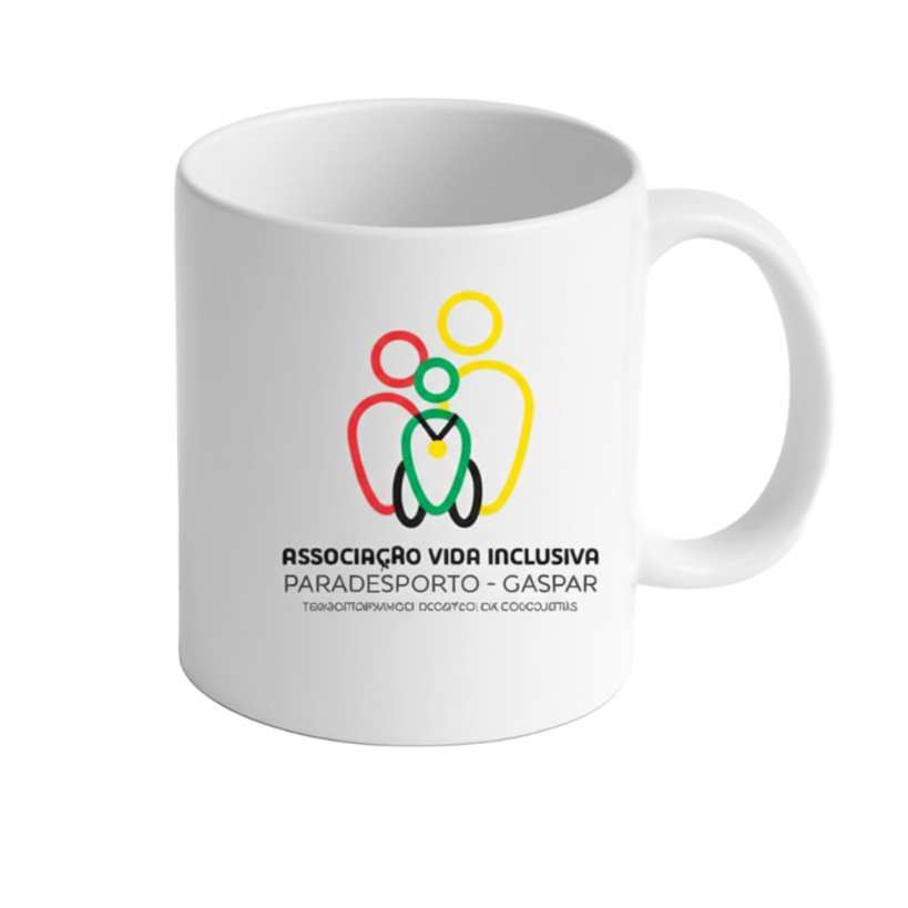 Caneca personalizada da AVI em destaque